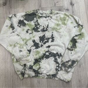 Green Tie Dye Oversized Crew Neck Sweatshirt